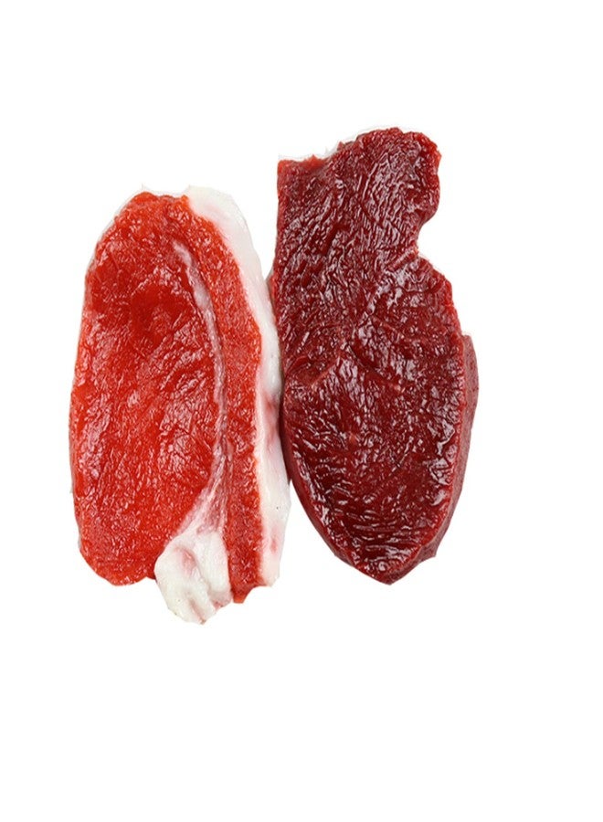 Skyseen 2Pcs Real Looking Handcrafted Fake Meat - Artificial Pork Steak Raw Beef for Display Prop - Image 1